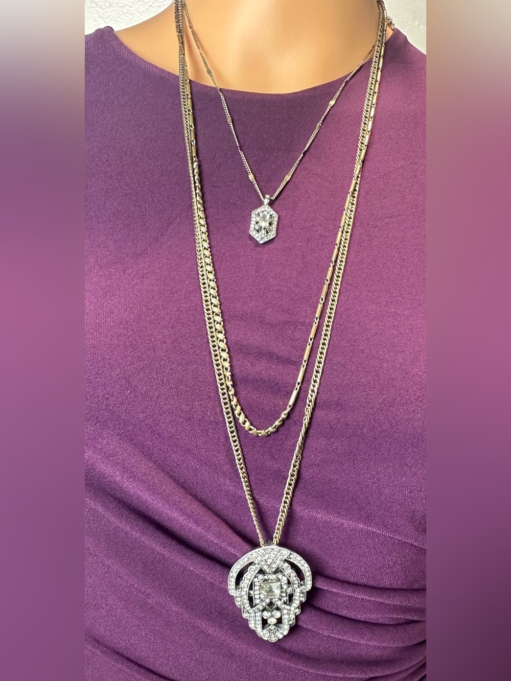 Chloe + Isabel Convertible 3-in-1 Art Deco Multi-Strand Pendant Necklace Silver